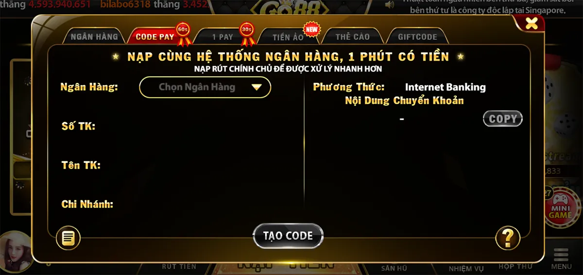 Liên hệ hỗ trợ go88 live về các vấn đề nạp rút tiền