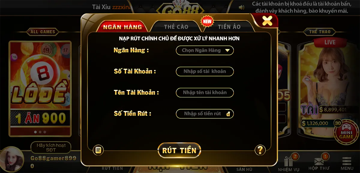 Câu hỏi thường gặp Go88 - Làm gì khi nạp rút tiền thất bại?