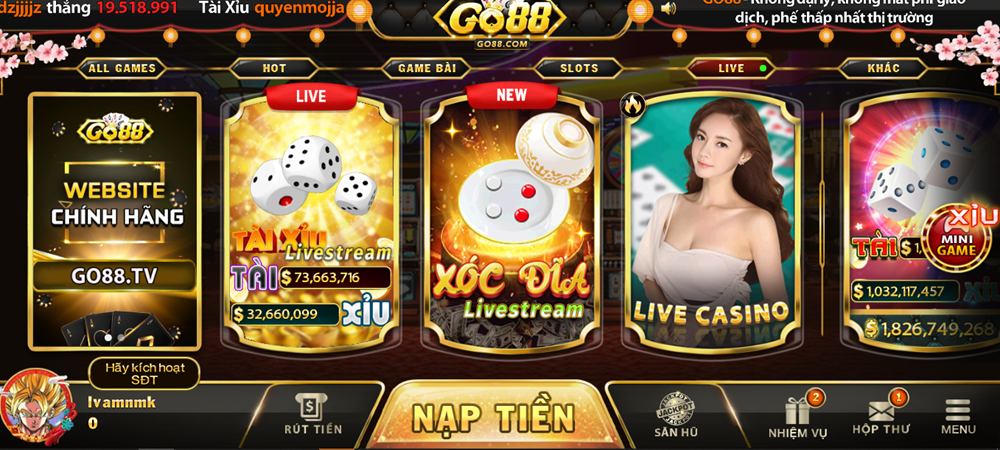 Tài xỉu Livestream Go88k