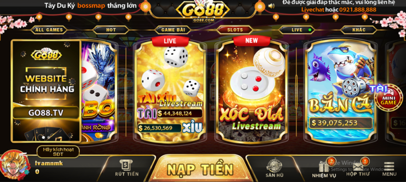 Xóc đĩa livestream Go88 vip