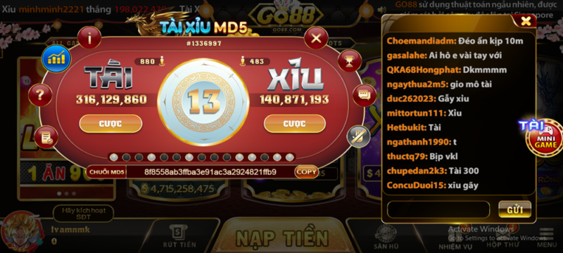 tài xỉu MD5 Go88 VIP