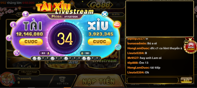 Tài xỉu Livestream Go88k