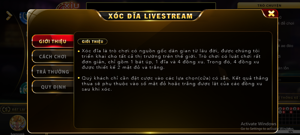 Xóc đĩa livestream Go88 vip