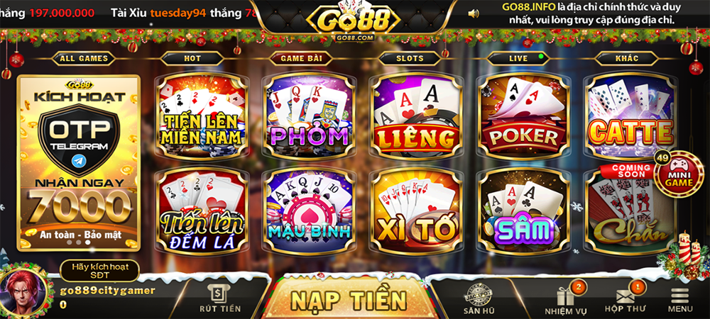 Game chơi bài đổi điểm Go88k