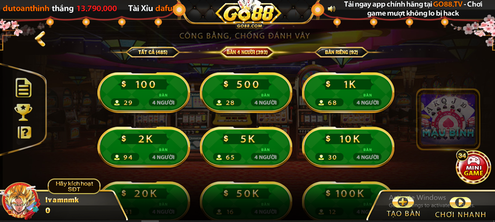 Game Mậu Binh GO88 VIP