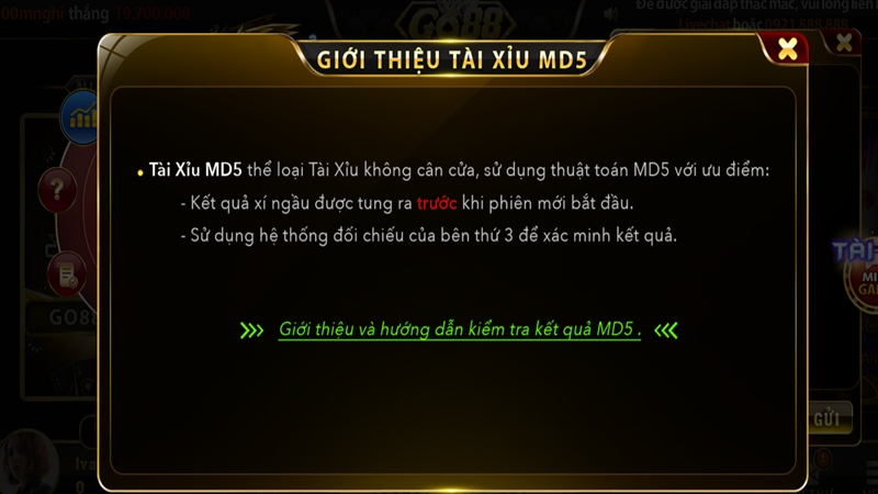 tài xỉu MD5 Go88 tài xỉu